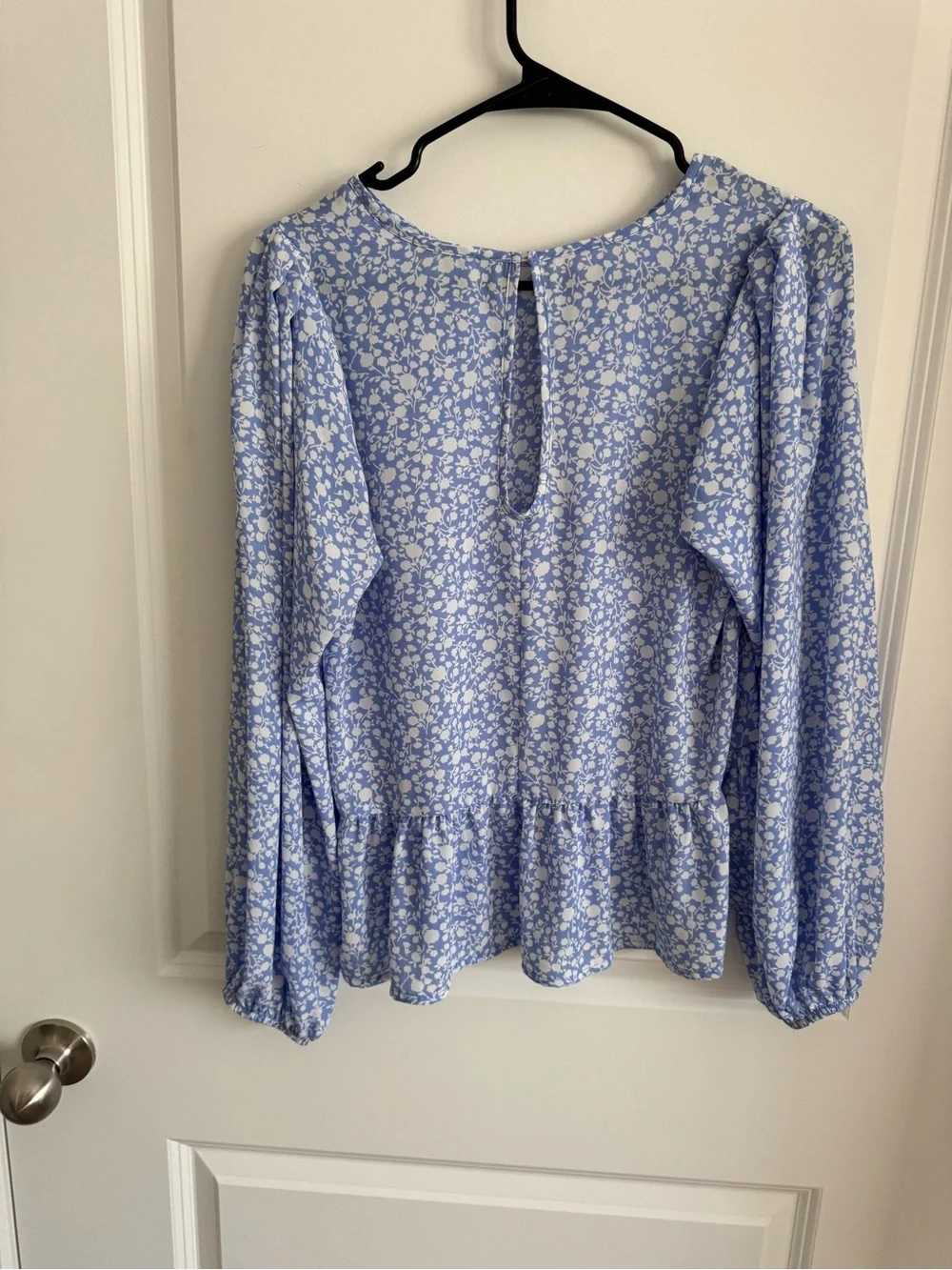 Sienna Sky Light Blue Floral Peplum Blouse